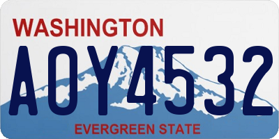 WA license plate AOY4532