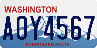 WA license plate AOY4567