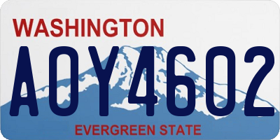 WA license plate AOY4602