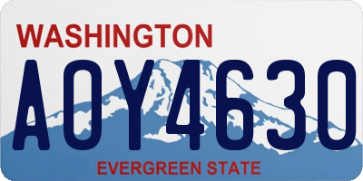 WA license plate AOY4630
