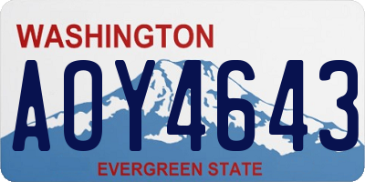WA license plate AOY4643