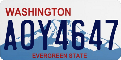 WA license plate AOY4647