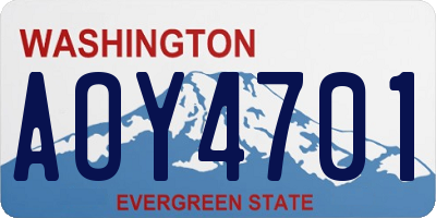 WA license plate AOY4701