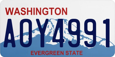 WA license plate AOY4991