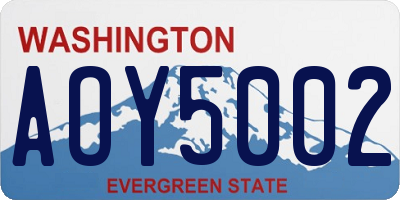 WA license plate AOY5002