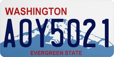 WA license plate AOY5021