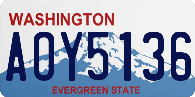 WA license plate AOY5136