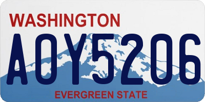 WA license plate AOY5206