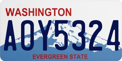 WA license plate AOY5324