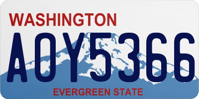 WA license plate AOY5366