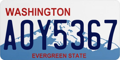 WA license plate AOY5367
