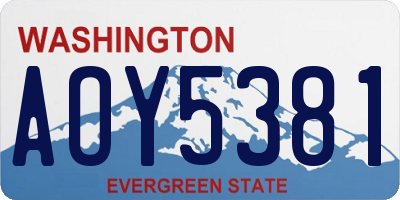 WA license plate AOY5381