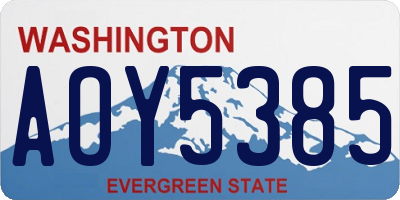 WA license plate AOY5385