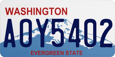 WA license plate AOY5402
