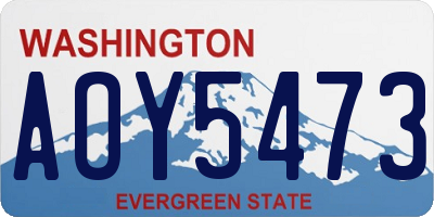 WA license plate AOY5473