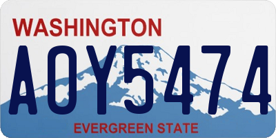 WA license plate AOY5474