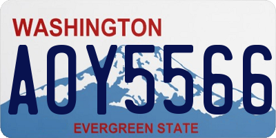 WA license plate AOY5566