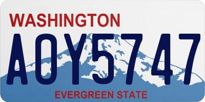 WA license plate AOY5747
