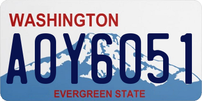 WA license plate AOY6051