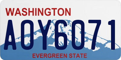 WA license plate AOY6071
