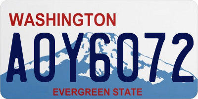 WA license plate AOY6072