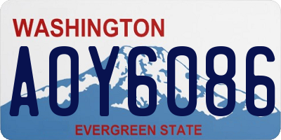 WA license plate AOY6086