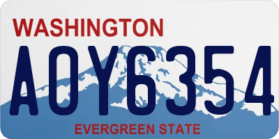 WA license plate AOY6354