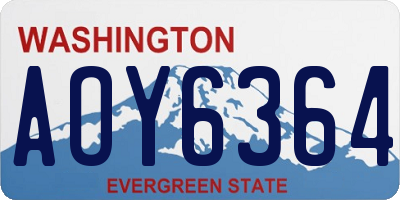 WA license plate AOY6364