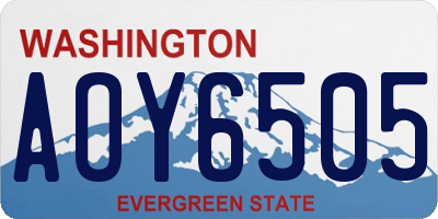 WA license plate AOY6505