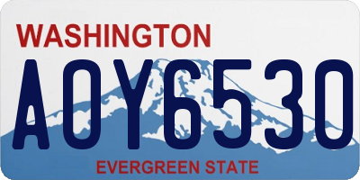 WA license plate AOY6530