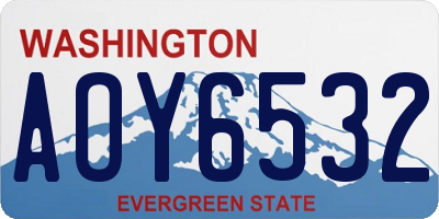 WA license plate AOY6532