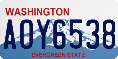 WA license plate AOY6538