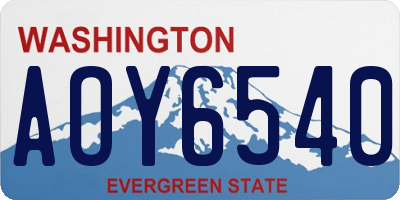 WA license plate AOY6540