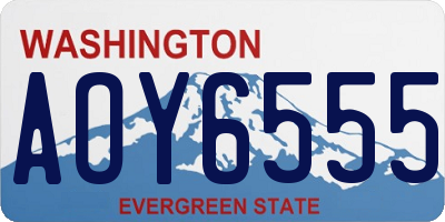 WA license plate AOY6555