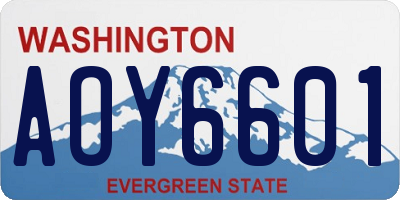 WA license plate AOY6601