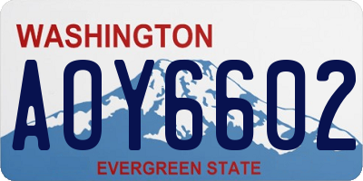 WA license plate AOY6602