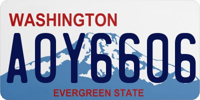 WA license plate AOY6606