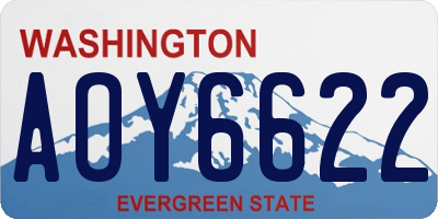 WA license plate AOY6622