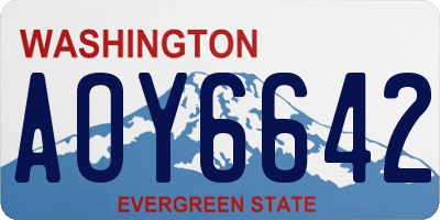 WA license plate AOY6642
