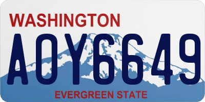 WA license plate AOY6649