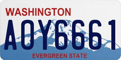 WA license plate AOY6661