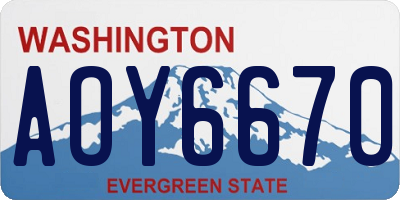 WA license plate AOY6670