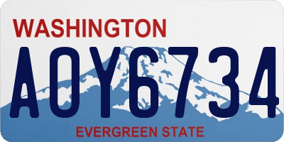 WA license plate AOY6734