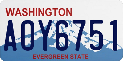 WA license plate AOY6751