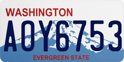 WA license plate AOY6753
