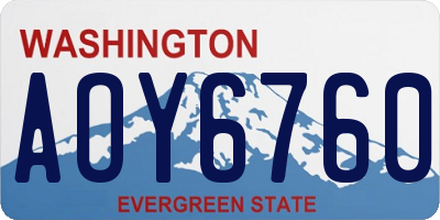 WA license plate AOY6760
