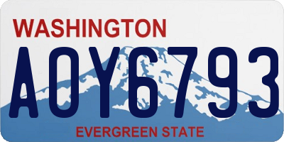 WA license plate AOY6793