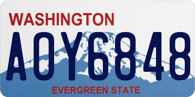 WA license plate AOY6848