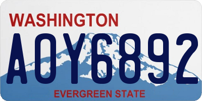 WA license plate AOY6892
