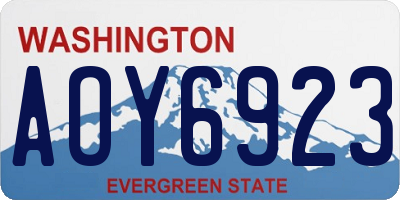 WA license plate AOY6923